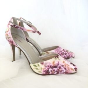 Burgundy floral wedding shoes